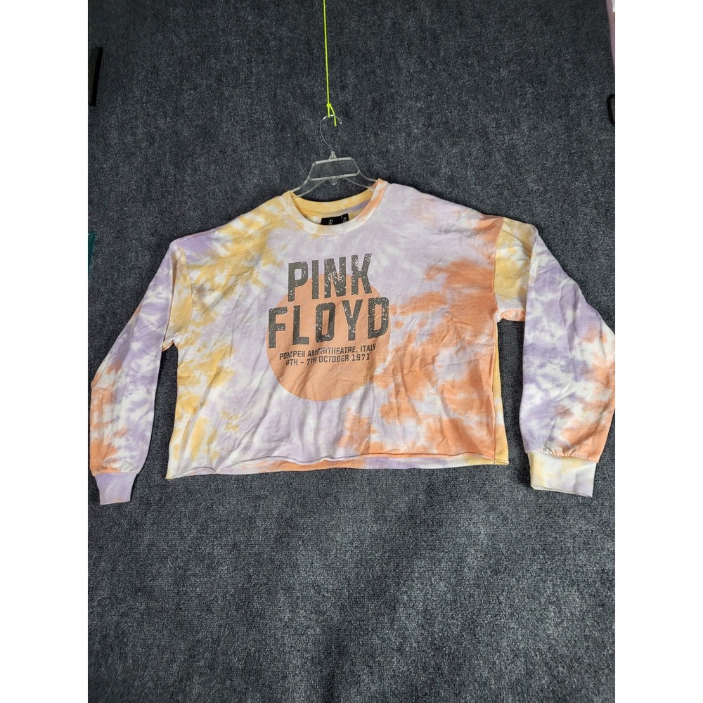 Pink Floyd Graphic Tee Tie Dye Long Sleeve Pompei Italy Women Sz XL Casual Music